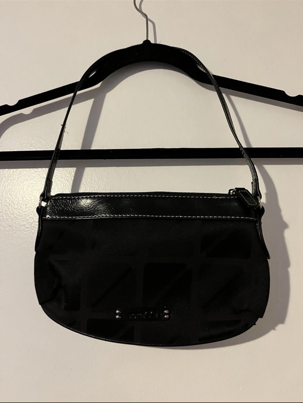 Y2K Nine West Black Logo Plaque Mini Shoulder Bag